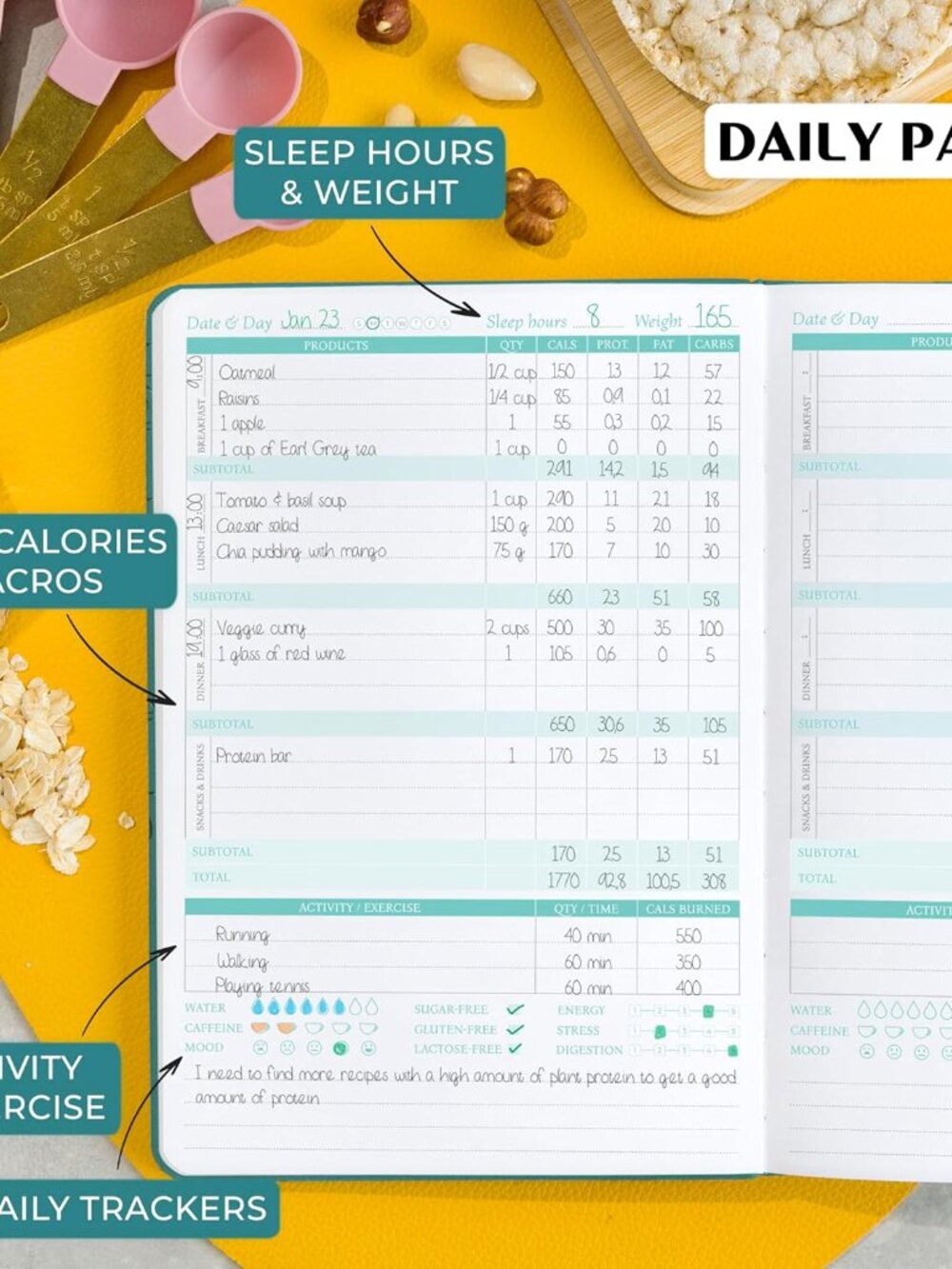 Legend Wellness Planner & Food Journal Pocket – Daily Diet & Health Journal with - Picture 3 of 6